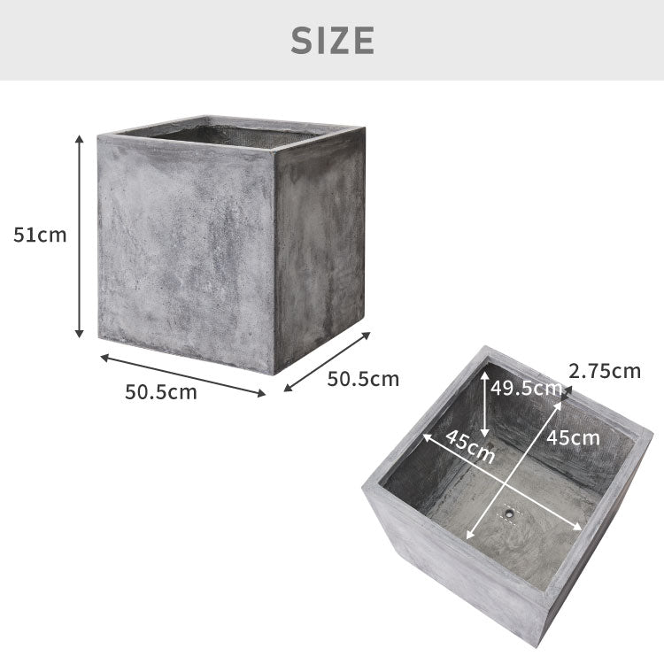 5%OFF】プランター 大型 50×50cm スクエア コンクリート おしゃれ