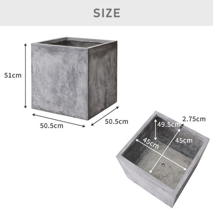 プランター 大型 50×50cm スクエア コンクリート おしゃれ モダン ガーデニング 植木鉢 鉢カバー プランターカバー プランターボックス ファイバークレイ 観葉植物 屋外 室内 軽い