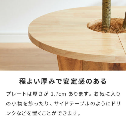 天然木 プランターテーブル 幅50cm 円形 八角形 ラバーウッド 木製 天板 プレート ナチュラル 北欧 サイドテーブル 小物置き 目隠し 鉢土隠し 鉢カバー サークル オクタゴン 観葉植物 植木鉢 鉢植え