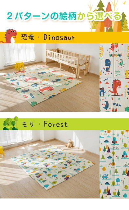 プレイマット 折りたたみ 大判 196×178cm 防水 床暖房対応 リバーシブル 滑り止め ベビー 赤ちゃん キッズ 折り畳み フロアマット 収納可能 防音 ピクニック 運動会 キャンプ プール下