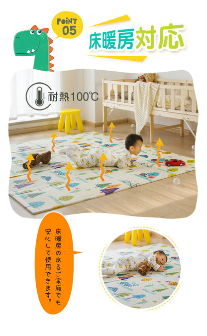 プレイマット 折りたたみ 大判 196×178cm 防水 床暖房対応 リバーシブル 滑り止め ベビー 赤ちゃん キッズ 折り畳み フロアマット 収納可能 防音 ピクニック 運動会 キャンプ プール下