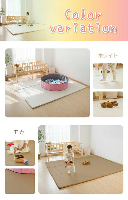プレイマット ベビー 折りたたみ 200×250 厚さ3cm 防音 撥水 滑り止め 防水 床暖房対応 2畳 ホワイト ベージュ グレー ブラウン シンプル ベビーマット フロアマット マット シームレス クッション 軽量 キッズ