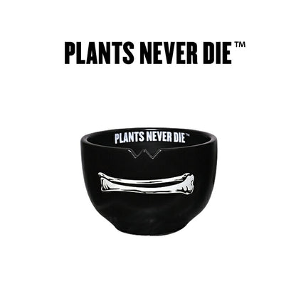 【plants never die】【正規販売店】 骨平鉢 W12.7cm×H9cm 鉢植え おしゃれ 骨 イラスト ブラック 径12.7 高さ9.0 陶器 ガーデニング 屋外 屋内 プランター 植木鉢 観葉植物 インテリア 雑貨 鉢