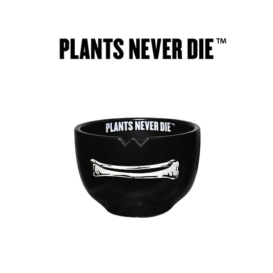 【plants never die】【正規販売店】 骨平鉢 W12.7cm×H9cm 鉢植え おしゃれ 骨 イラスト ブラック 径12.7 高さ9.0 陶器 ガーデニング 屋外 屋内 プランター 植木鉢 観葉植物 インテリア 雑貨 鉢