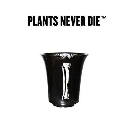【plants never die】【正規販売店】 香港骨高鉢 W13.5cm×H14cm 鉢植え おしゃれ 骨 イラスト ブラック 径13.5 高さ14.0 陶器 ガーデニング 屋外 屋内 プランター 植木鉢 観葉植物 インテリア 雑貨