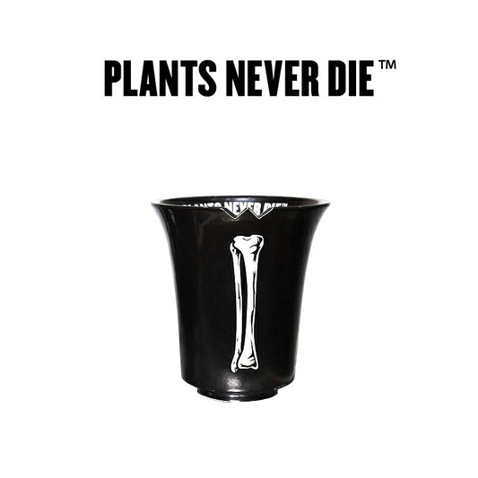 【plants never die】【正規販売店】 香港骨高鉢 W13.5cm×H14cm 鉢植え おしゃれ 骨 イラスト ブラック 径13.5 高さ14.0 陶器 ガーデニング 屋外 屋内 プランター 植木鉢 観葉植物 インテリア 雑貨