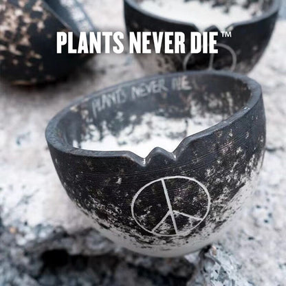 【plants never die】【正規販売店】 反戦鉢 W14.2cm×H10.5cm 鉢植え おしゃれ 骨 イラスト ブラック 径14.2 高さ10.5 陶器 ガーデニング 屋外 屋内 プランター 植木鉢 観葉植物 インテリア 雑貨 鉢