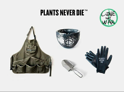 【plants never die】【正規販売店】 グッズ3点セット ガーデニング セット 3点 ポケットつき エプロン 折りたたみ ステンレス スコップ袋つき グローブ おしゃれ ガーデニング 園芸グッズ 手入れ