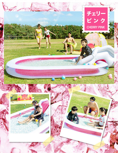 プール すべり台付き ファミリープール 大型 ポンプ付き ビニールプール 滑り台付き 大型プール 子供用プール 長方形 ベランダ 水遊び 電動 ポンプ 空気入れ付き おもちゃ