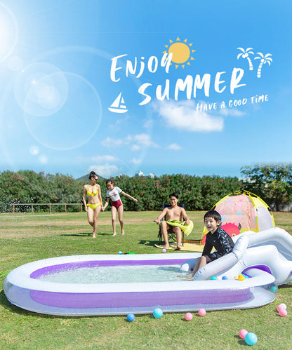 プール すべり台付き ファミリープール 大型 ポンプ付き ビニールプール 滑り台付き 大型プール 子供用プール 長方形 ベランダ 水遊び 電動 ポンプ 空気入れ付き おもちゃ