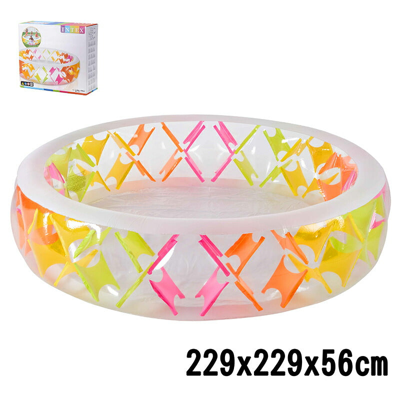 プール INTEX ビニールプール 円形 229×229cm 補修シート付 ファミリープール 家庭用プール 大型プール 水遊び オーバルプール 子供用プール キッズプール 庭 ベランダ かわいい 57194