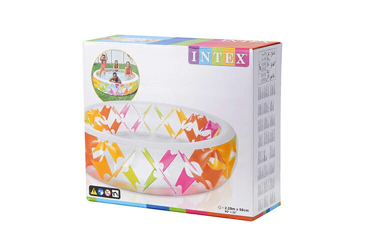 プール INTEX ビニールプール 円形 229×229cm 補修シート付 ファミリープール 家庭用プール 大型プール 水遊び オーバルプール 子供用プール キッズプール 庭 ベランダ かわいい 57194