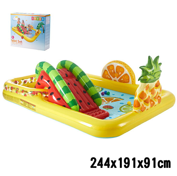 プール INTEX ビニールプール ファンフルーティプレイセンター Fun'N Fruity Play Center 補修シート付 ファミリープール 家庭用プール 大型プール 水遊び 子供用プール キッズプール おもちゃ 滑り台