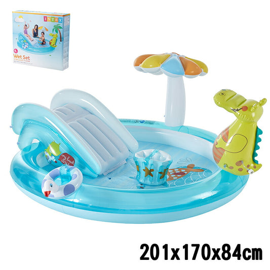 プール INTEX ビニールプール ゲータープレイセンター Gator Play Center 補修シート付 ファミリープール 家庭用プール 大型プール 水遊び 子供用プール キッズプール おもちゃ 滑り台
