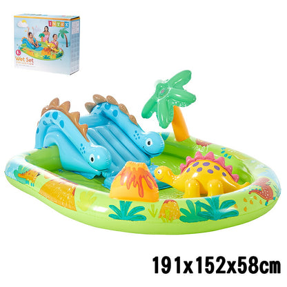 プール INTEX ビニールプール リトルディノプレイセンター Little Dino Play Center 補修シート付 ファミリープール 家庭用プール 大型プール 水遊び 子供用プール キッズプール おもちゃ 滑り台
