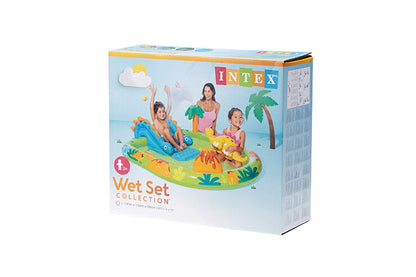 プール INTEX ビニールプール リトルディノプレイセンター Little Dino Play Center 補修シート付 ファミリープール 家庭用プール 大型プール 水遊び 子供用プール キッズプール おもちゃ 滑り台