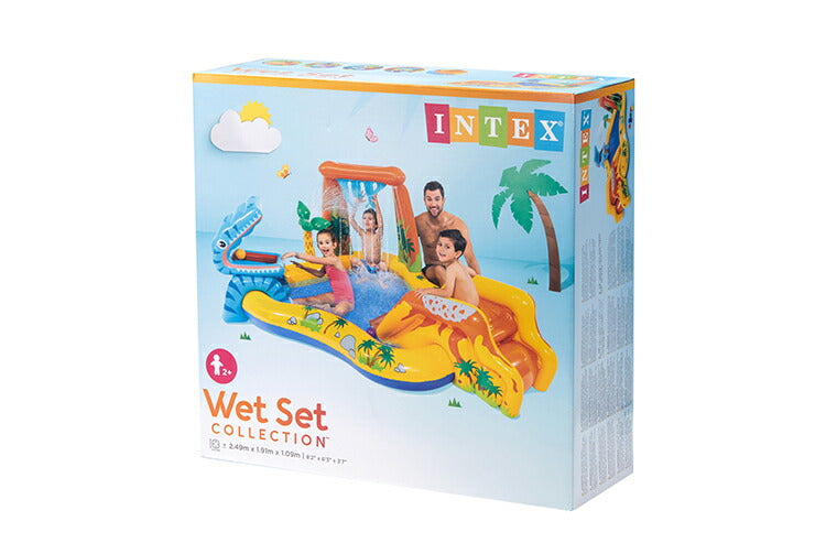INTEX インテックス プール ダイナソア プレイセンター ビニールプール ファミリープール 小型 249×191×109cm 57444 庭 幼児 子供用 屋外 滑り台 家庭用プール すべり台付きキッズプール シャワー 噴水