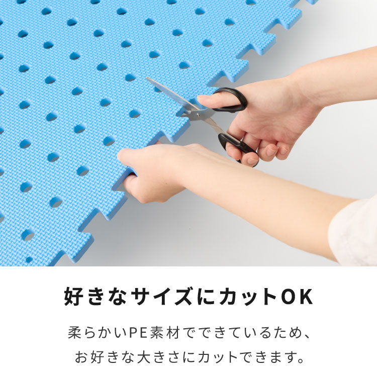 プールマット ジョイント マット ビニールプール用 折りたたみ 大判 32枚 61cm 厚み1cm デコボコ軽減 シンプル ブルー ブラック ジョイントマット パズルマット お手入れ簡単 滑り止め 水遊び 水切り【送料無料】
