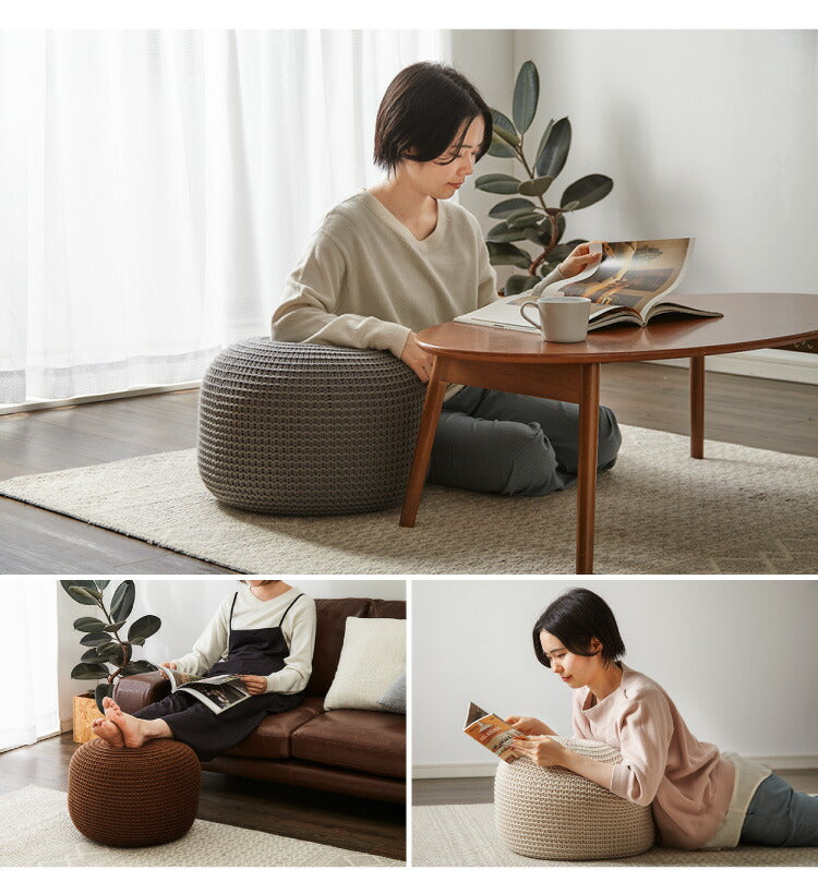 クッションスツール プフ 丸形 40×40cm アイボリー グレー ブラウン 1人掛け インテリア 北欧 シンプル おしゃれ かわいい モダン ナチュラル ビーズクッション クッション オットマン スツール サイドテーブル チェア