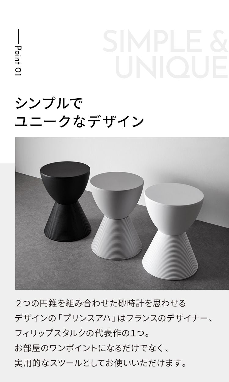 プリンスアハ スツール 収納 リプロダクト おしゃれ Prince AHA Philippe Starck フィリップ・スタルク デザイナー イス チェア 椅子 玄関 ディスプレイ サイドテーブル インテリア ブラック ホワイト グレー