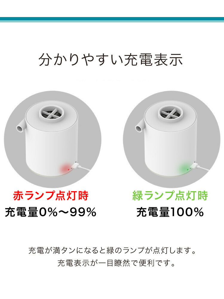 エアーポンプ USB充電式 小型 ノズル4種類付き LEDランタン機能 電動ポンプ プール 浮き輪 エアーマット 空気入れ 空気抜き 布団 衣類 圧縮 収納 電動エアーポンプ 軽量 持ち運び便利 アウトドア