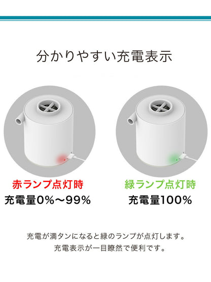 エアーポンプ USB充電式 小型 ノズル4種類付き LEDランタン機能 電動ポンプ プール 浮き輪 エアーマット 空気入れ 空気抜き 布団 衣類 圧縮 収納 電動エアーポンプ 軽量 持ち運び便利 アウトドア