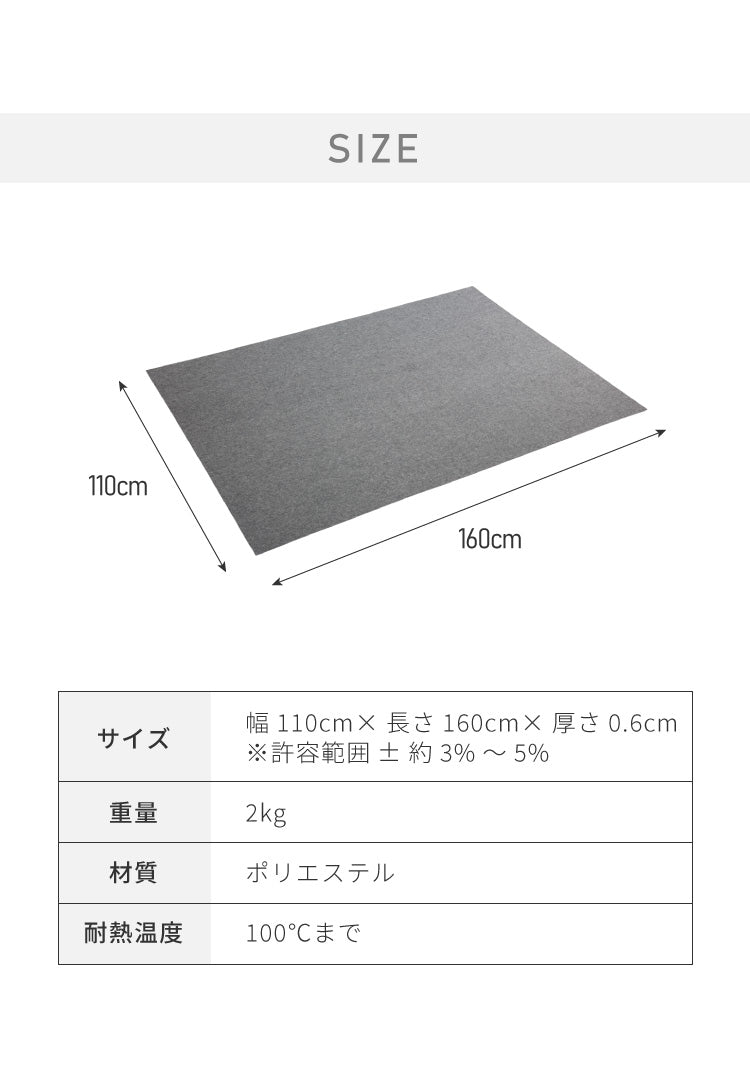 ラグ 下敷き 防音シート 約110×160cm ラグマット 厚手 ホットカーペット対応 カーペット 滑り止め アンダーラグ 厚さ6mm マット 衝撃吸収【送料無料】