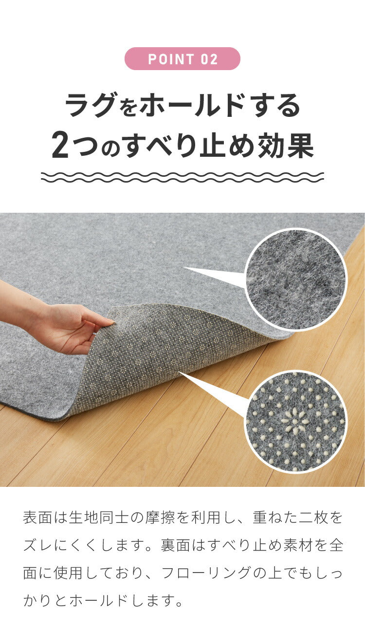 ラグ 下敷き 約170×270cm ラグマット 厚手 ホットカーペット対応 下敷きラグ 洗える ウォッシャブル 丸洗い カーペット 滑り止め 防音 ファブリック オールシーズン アンダーラグ 厚さ6mm マット