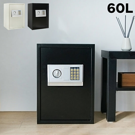金庫 大型 家庭用 テンキー 電池式 防犯 盗難防止 セキュリティ対策 鍵不要 壁掛け対応 固定可能 中棚付き 一般構造用圧延鋼材 60L 暗証番号式 専用キー付き アンカーボルト付き 店舗用 オフィス