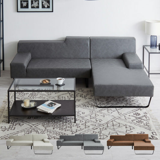 ソファ カウチソファ3人掛け L字型 あぐら カウチ 組合せ ヴィンテージ 家族 リビング 革風 ルンバ お掃除 オットマン ロータイプ おしゃれ クッション 韓国風 ペット アレンジソファ 大型ソファ