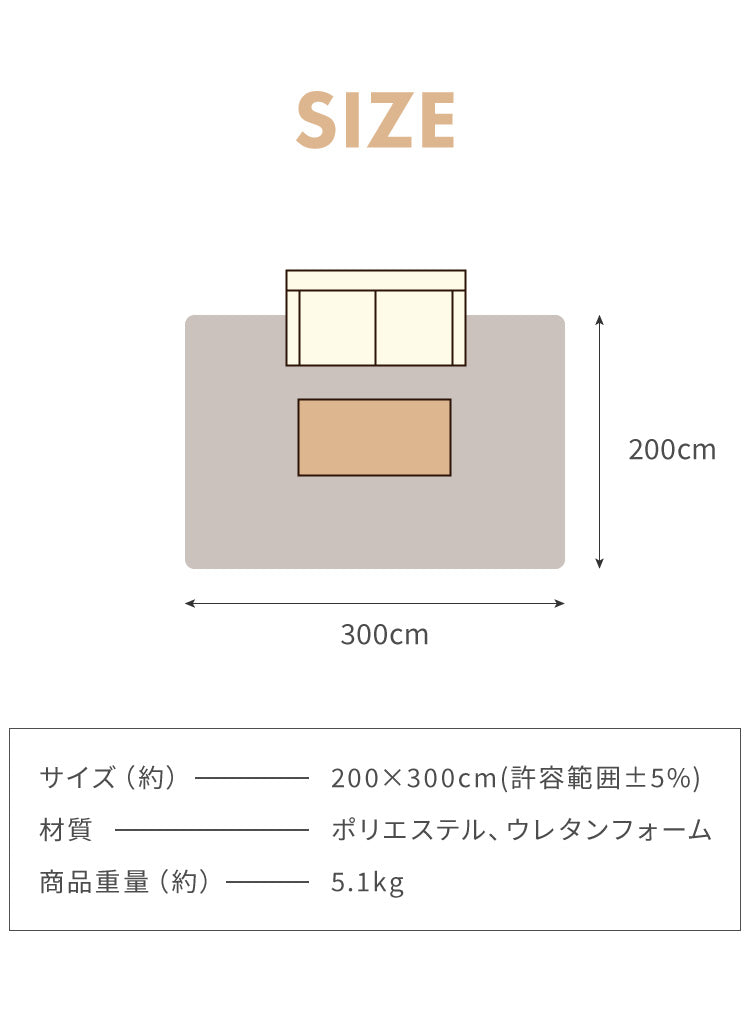 洗える シャギー ラグ シャギーラグ 200×200cm シャギーラグマット 長さ25mm 滑り止め付 ホットカーペット対応 長方形 無地 高密度250g/平方メートル 防音 丸洗い ウレタン おしゃれ ナチュラル