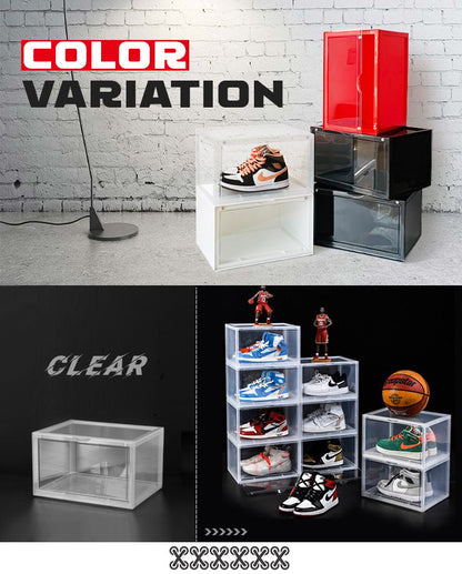 シューズボックス 横型 単品 マグネット シューズケース コレクションケース クリア シューズラック 靴 スニーカー 収納 透明 クリアボックス ディスプレイシューズボックス 扉付き おしゃれ インテリア 下駄箱 スタッキング 積み重ね