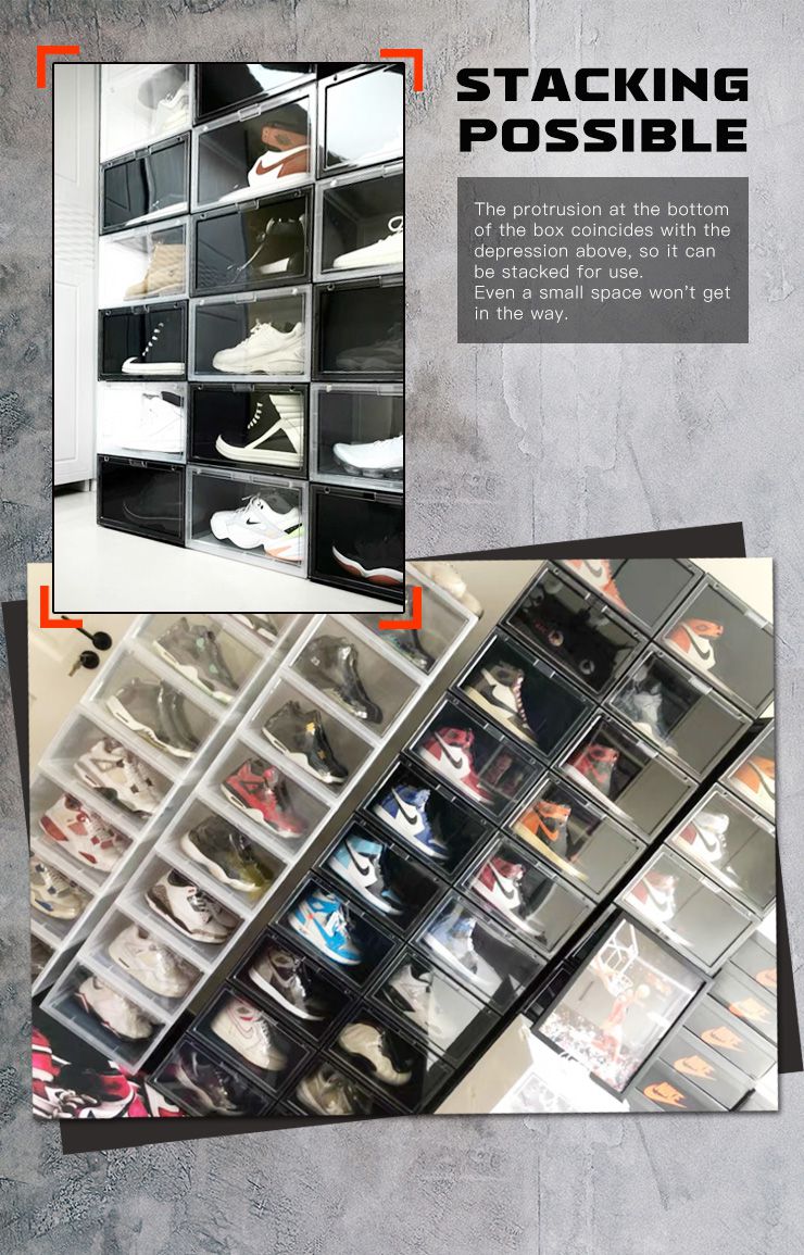 シューズボックス 横型 単品 マグネット シューズケース コレクションケース クリア シューズラック 靴 スニーカー 収納 透明 クリアボックス ディスプレイシューズボックス 扉付き おしゃれ インテリア 下駄箱 スタッキング 積み重ね