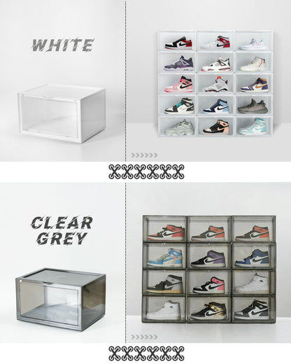 シューズボックス 横型 単品 マグネット シューズケース コレクションケース クリア シューズラック 靴 スニーカー 収納 透明 クリアボックス ディスプレイシューズボックス 扉付き おしゃれ インテリア 下駄箱 スタッキング 積み重ね