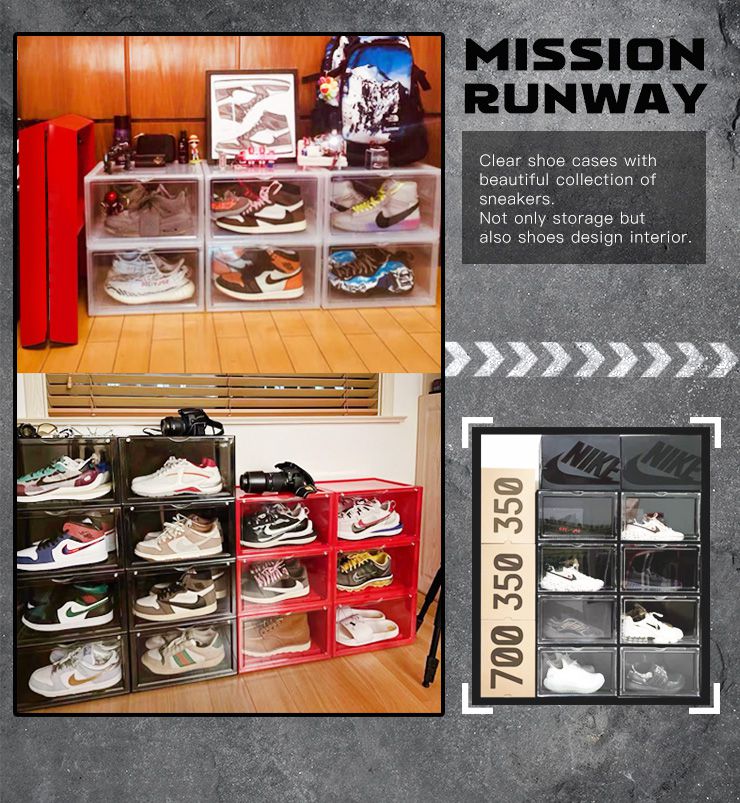 シューズボックス 横型 単品 マグネット シューズケース コレクションケース クリア シューズラック 靴 スニーカー 収納 透明 クリアボックス ディスプレイシューズボックス 扉付き おしゃれ インテリア 下駄箱 スタッキング 積み重ね