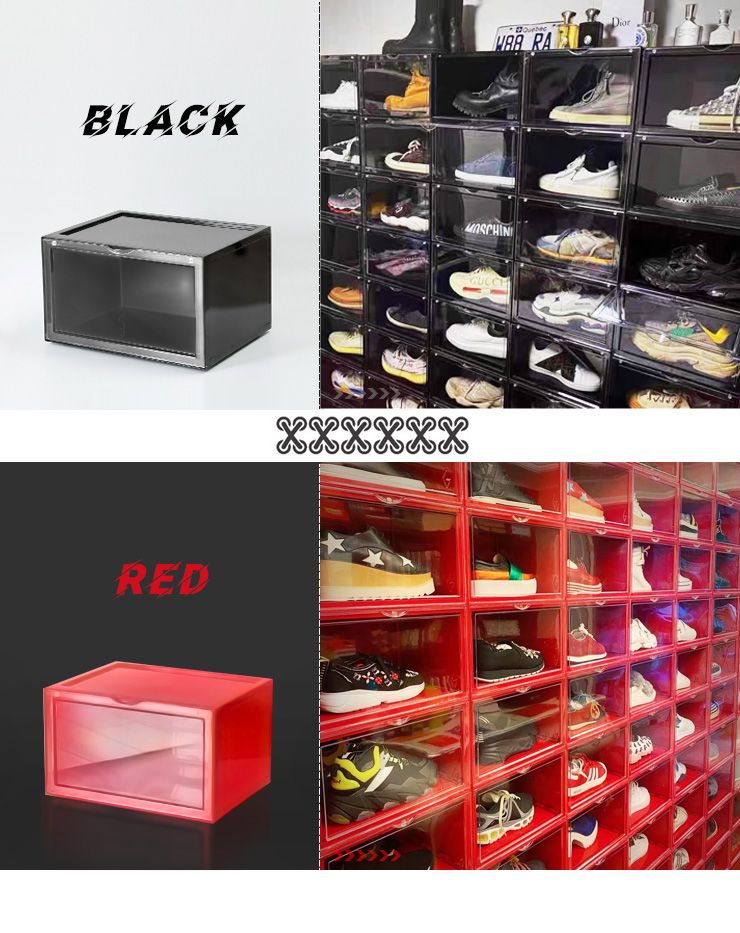 シューズボックス 横型 6個セット マグネット シューズケース コレクションケース クリア シューズラック 靴 スニーカー 収納 透明 積み重ね