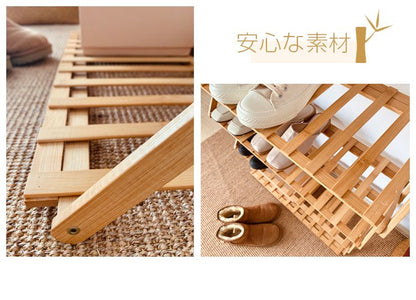 シューズラック おしゃれ スリム 竹製 折り畳み 6段 幅70cm 高さ100cm 24足収納 耐荷重30kg 組立不要 伸縮 玄関 収納 棚 ラック 下駄箱 靴箱 靴棚 コンパクト 省スペース 丈夫 玄関家具 玄関収納 オープンラック