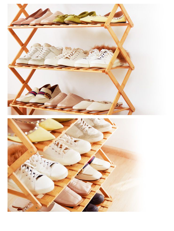 シューズラック おしゃれ スリム 竹製 折り畳み 6段 幅70cm 高さ100cm 24足収納 耐荷重30kg 組立不要 伸縮 玄関 収納 棚 ラック 下駄箱 靴箱 靴棚 コンパクト 省スペース 丈夫 玄関家具 玄関収納 オープンラック
