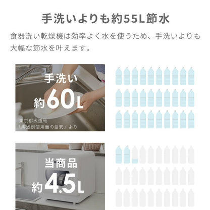 simplus 食洗機 独立乾燥モード搭載 工事不要 3~4人用 食器洗い乾燥機 食洗器 食器乾燥 高温洗浄 洗浄タンク式 シンプラス SP-DID01-WH 【メーカー1年保証】
