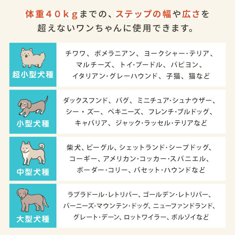 ドッグステップ 2段 スロープ 幅40cm ドッグスロープ ウレタン 撥水 クッション 踏み台 ステップ ペットステップ 室内犬 シニア犬 老犬 介護用品 ケガ防止 小型犬 犬用品 補助 トイプードル