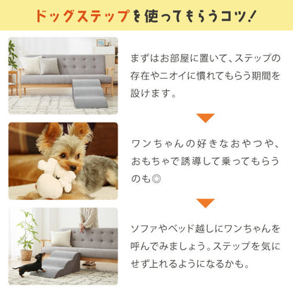 ドッグステップ 2段 スロープ 幅40cm ドッグスロープ ウレタン 撥水 クッション 踏み台 ステップ ペットステップ 室内犬 シニア犬 老犬 介護用品 ケガ防止 小型犬 犬用品 補助 トイプードル