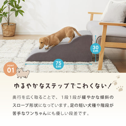 【5%OFF】ドッグステップ 3段 スロープ 幅45cm ドッグスロープ ウレタン 撥水 クッション 踏み台 ステップ ペットステップ 室内犬 シニア犬 老犬 介護用品 ケガ防止 小型犬 犬用品 補助 トイプードル【送料無料】