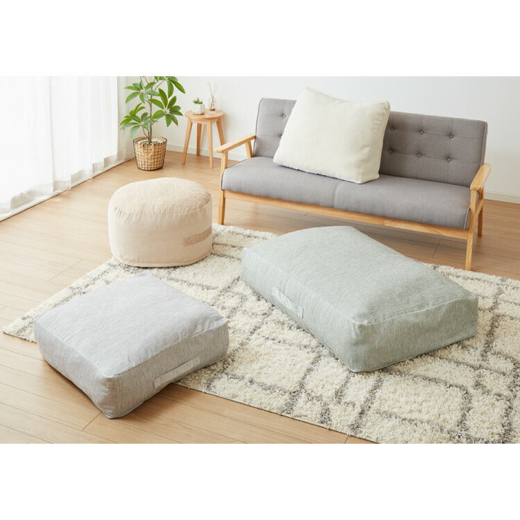 布団収納 クッション 背もたれになる ケース 三角 65×50 抗菌防臭 洗える ノンホルム ファスナー シェニール織 持ち運び 取っ手付き おしゃれ シンプル 布団収納袋 布団ケース 寝具 オットマン