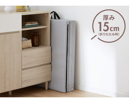 ストレッチマット 厚手 折りたたみ コンパクト 三つ折り 幅広 幅60cm 50mm 厚手 滑り止め PUレザー 持ち手付き 体操 トレーニング 筋トレ エクササイズ リングフィット ヨガマット スポーツマット プレイマット 防音 家庭用