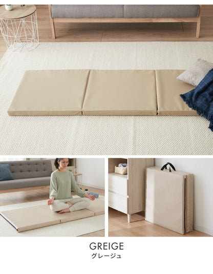 ストレッチマット 厚手 折りたたみ コンパクト 三つ折り 幅広 幅60cm 50mm 厚手 滑り止め PUレザー 持ち手付き 体操 トレーニング 筋トレ エクササイズ リングフィット ヨガマット スポーツマット プレイマット 防音 家庭用