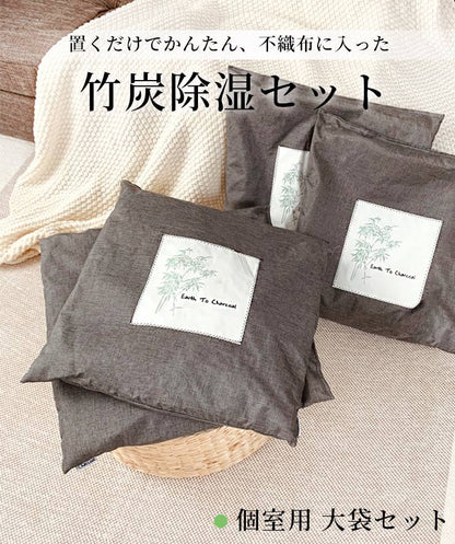 除湿 炭セット 個室用 大袋セット 除湿対策 湿気対策 除湿 調湿 消臭 袋入り 不織布 室内用 カビ対策 ダニ防止 グレー 繰り返し使える ペット 梅雨 マンション 玄関 布団 スマート 湿気取り 除湿剤