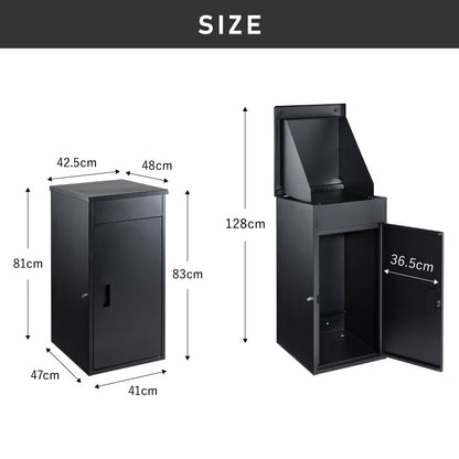 宅配ボックス 大型 一戸建て用 完成品 組立不要 簡単設置 印鑑ホルダー付 複数回受け取り可能 大容量 防水 置き配 戸建て マンション アパート 置き型 荷物受け 宅配BOX ブラック