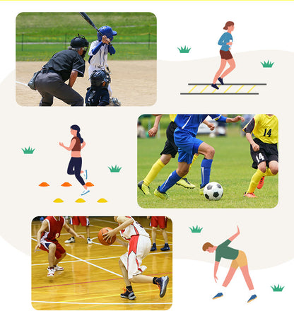 ラダー トレーニング 6m マーカーコーン 10枚 セット 収納袋付き プレート 12枚 トレーニング用 器具 練習器具 スポーツ サッカー フットサル 陸上 野球 バスケ 部活動 練習 子供 競技 室内 屋外