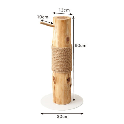 爪とぎ ポール 猫 天然木 高さ59cm 麻紐 据え置き 自然素材 おもちゃ付き 麻 置き型 極太 ナチュラル 北欧 猫用つめとぎ つめとぎ 爪研ぎ 爪とぎポール スクラッチポール 猫用 猫用品 おもちゃ 立って ペット用品 倒れにくい
