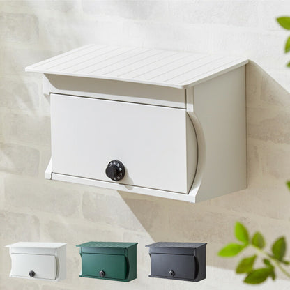 郵便ポスト ダイヤル式 壁付け スチール コンパクト ホワイト グリーン ブラック 鍵付き シンプル おしゃれ 北欧 アンティーク スタイリッシュ ヴィンテージ 壁掛け 郵便受け ポスト メールボックス